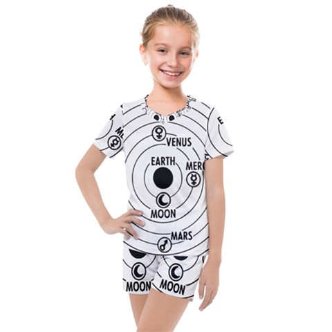 Earth Geocentric Jupiter Mars Kids  Mesh Tee And Shorts Set by Wegoenart