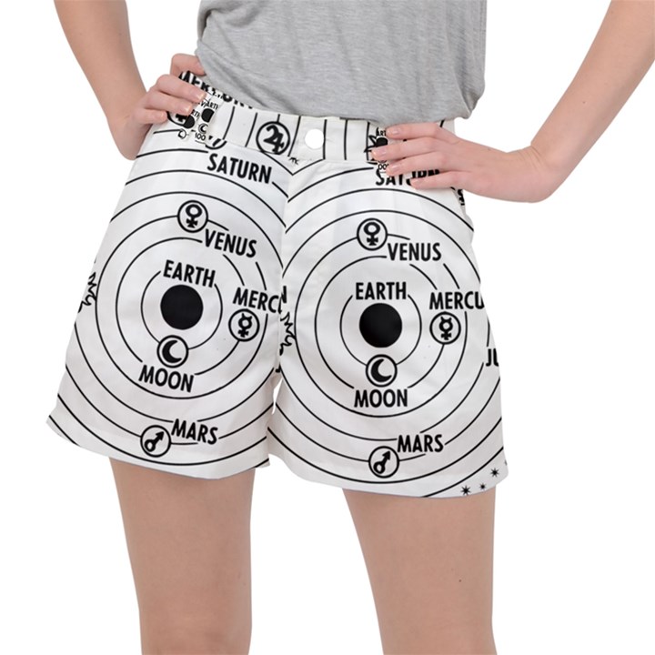 Earth Geocentric Jupiter Mars Stretch Ripstop Shorts