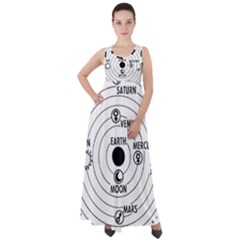 Earth Geocentric Jupiter Mars Empire Waist Velour Maxi Dress