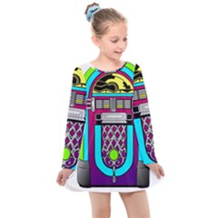 Jukebox Music Music Player Kids  Long Sleeve Dress