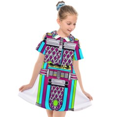 Jukebox Music Music Player Kids  Short Sleeve Shirt Dress