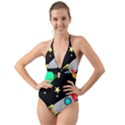 Planet Rocket Space Stars Halter Cut-Out One Piece Swimsuit View1