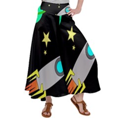 Planet Rocket Space Stars Satin Palazzo Pants