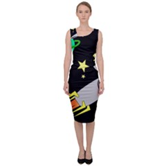 Planet Rocket Space Stars Sleeveless Pencil Dress