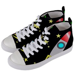 Planet Rocket Space Stars Women s Mid-top Canvas Sneakers by Wegoenart