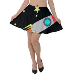 Planet Rocket Space Stars Velvet Skater Skirt by Wegoenart