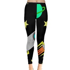 Planet Rocket Space Stars Inside Out Leggings