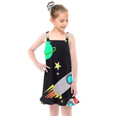 Planet Rocket Space Stars Kids  Overall Dress