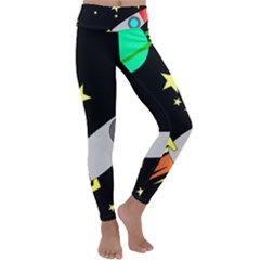 Planet Rocket Space Stars Kids  Lightweight Velour Classic Yoga Leggings