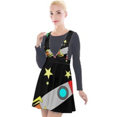 Planet Rocket Space Stars Plunge Pinafore Velour Dress