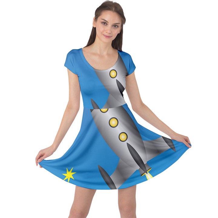 Rocket Spaceship Space Travel Nasa Cap Sleeve Dress