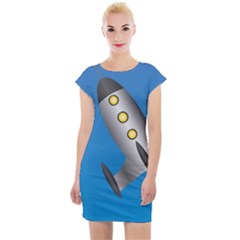 Rocket Spaceship Space Travel Nasa Cap Sleeve Bodycon Dress by Wegoenart