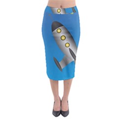 Rocket Spaceship Space Travel Nasa Midi Pencil Skirt by Wegoenart