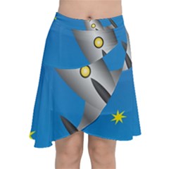 Rocket Spaceship Space Travel Nasa Chiffon Wrap Front Skirt by Wegoenart