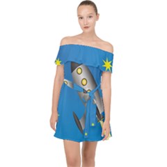 Rocket Spaceship Space Travel Nasa Off Shoulder Chiffon Dress