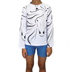 Animal Equine Face Horse Kids  Long Sleeve Swimwear by Wegoenart