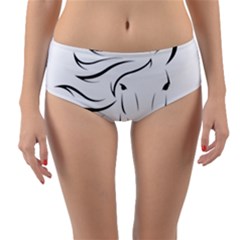 Animal Equine Face Horse Reversible Mid-waist Bikini Bottoms by Wegoenart