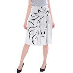 Animal Equine Face Horse Midi Beach Skirt by Wegoenart