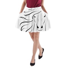 Animal Equine Face Horse A-line Pocket Skirt by Wegoenart