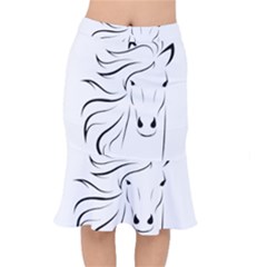 Animal Equine Face Horse Mermaid Skirt by Wegoenart