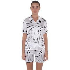 Animal Equine Face Horse Satin Short Sleeve Pyjamas Set by Wegoenart