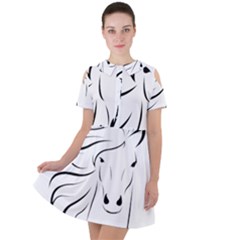 Animal Equine Face Horse Short Sleeve Shoulder Cut Out Dress 