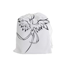 Phoenix Mythical Bird Animal Drawstring Pouch (large) by Wegoenart