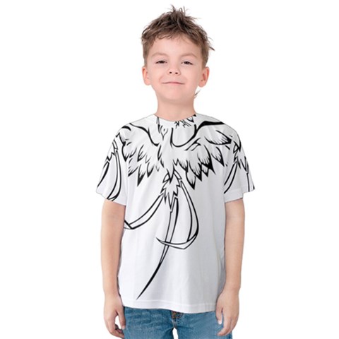 Phoenix Mythical Bird Animal Kids  Cotton Tee by Wegoenart