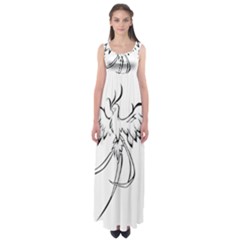 Phoenix Mythical Bird Animal Empire Waist Maxi Dress by Wegoenart