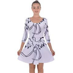 Phoenix Mythical Bird Animal Quarter Sleeve Skater Dress by Wegoenart