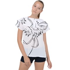 Phoenix Mythical Bird Animal Ruffle Collar Chiffon Blouse