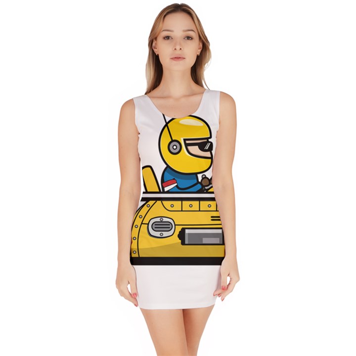 Cartoon Space Racer Galaxy Science Bodycon Dress