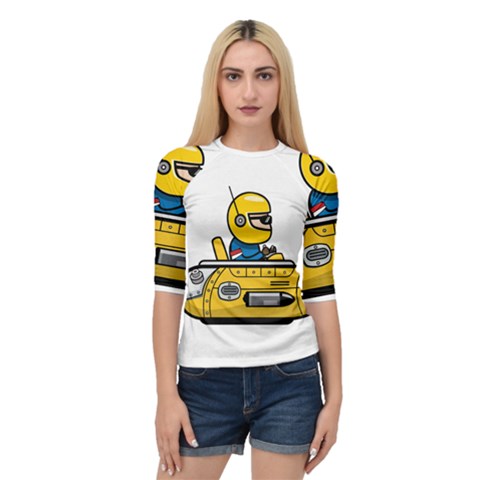 Cartoon Space Racer Galaxy Science Quarter Sleeve Raglan Tee by Wegoenart