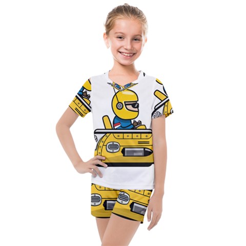 Cartoon Space Racer Galaxy Science Kids  Mesh Tee And Shorts Set by Wegoenart