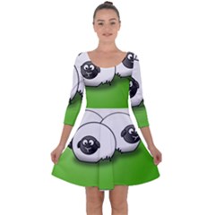 Sheep Agriculture Hill Group Flock Quarter Sleeve Skater Dress