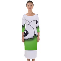 Sheep Agriculture Hill Group Flock Quarter Sleeve Midi Bodycon Dress