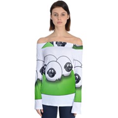 Sheep Agriculture Hill Group Flock Off Shoulder Long Sleeve Top by Wegoenart