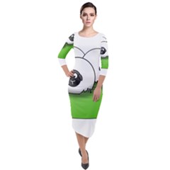 Sheep Agriculture Hill Group Flock Quarter Sleeve Midi Velour Bodycon Dress