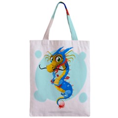 Dragon Chinese Blue Mustache China Zipper Classic Tote Bag by Wegoenart