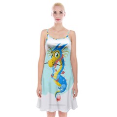 Dragon Chinese Blue Mustache China Spaghetti Strap Velvet Dress by Wegoenart