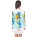 Dragon Chinese Blue Mustache China Long Sleeve Chiffon Shift Dress  View2