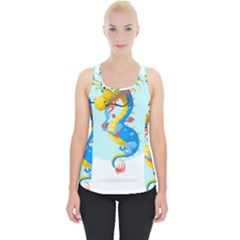 Dragon Chinese Blue Mustache China Piece Up Tank Top by Wegoenart