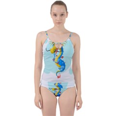 Dragon Chinese Blue Mustache China Cut Out Top Tankini Set by Wegoenart