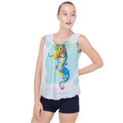 Dragon Chinese Blue Mustache China Bubble Hem Chiffon Tank Top by Wegoenart