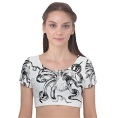 Animal Game Asset Call Invertebrate Velvet Short Sleeve Crop Top 