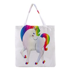 Rainbow Unicorn Unicorn Heart Grocery Tote Bag by Wegoenart