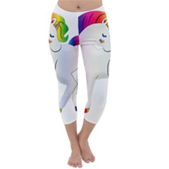 Rainbow Unicorn Unicorn Heart Capri Winter Leggings  by Wegoenart