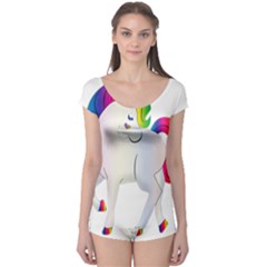 Rainbow Unicorn Unicorn Heart Boyleg Leotard  by Wegoenart