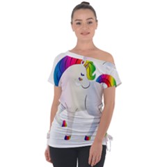 Rainbow Unicorn Unicorn Heart Tie-up Tee