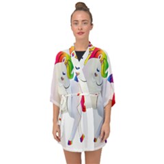 Rainbow Unicorn Unicorn Heart Half Sleeve Chiffon Kimono